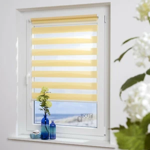 ourdeco® Doppelrollo, Duo-Rollo Mini Klemmfix Rollo Montage ohne Bohren lemon - Bild 1 von 7