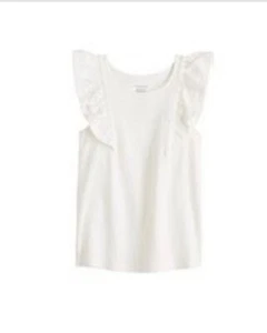 Girls Ivory Jumping Beans Flutter Sleeve Tee Size 10 - Picture 1 of 4