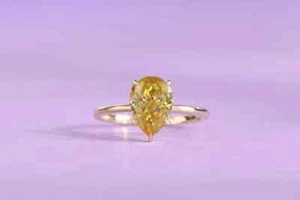 3,00 ct natürlicher gelber Saphir Diamant Verlobungsring 14 K massives Gelbgold - Bild 1 von 11