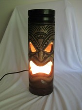 Tall Wooden Tiki Lamp 12" Collectible Tested Works