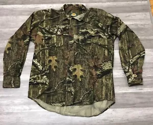 Cabela's Hunting Button Up Shirt Men's L Green Camo Spread Collared Cotton Blend - Picture 1 of 7