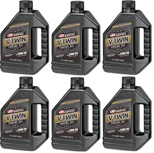 6 1qt Quart Bottles Maxima V-Twin 20W-50 Synthetic Blend Motorcycle Engine Oil - Picture 1 of 1