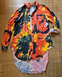 Thrill Jeans Womens Sz XL Tunic Shirt Button Down Top Long Sleeve New - Picture 1 of 12