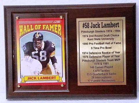 Pittsburgh Steelers Jack Lambert Football Card Plaque Cover