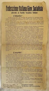 FEDERAZIONE ITALIANA GIOVANILE SOCIALISTA SOCIALISMO VOLANTINO 1909 SOCIALISTI - Imagen 1 de 3