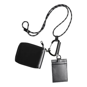 DOLCE & GABBANA Wallet Black Leather Lanyard Zip Around Card Holder Men 870usd - Picture 1 of 9