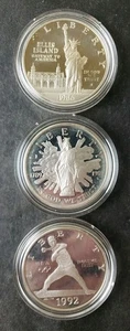 Lot von drei Proof 1 $ USA Gedenkmünzen Silber Dollar - Bild 1 von 3