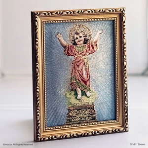 Divine Child Jesus Framed Tapestry Image 9×11 Catholic Decor - Picture 1 of 4