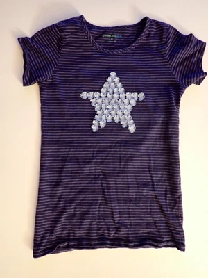 Garnet Hill Girls XL Extra Large Short Sleeve T shirt Stary Navy Stripes Casual - Image 1 of 4