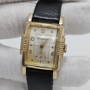 1959 Bulova Mens Watch President Fancy Bezel 10K Gold Plate GP 21J 10BZ - Picture 1 of 15