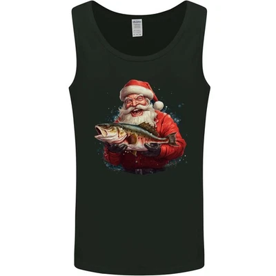 Fishing Santa Claus Fisherman Christmas Mens Vest Tank Top - Image 1 of 4