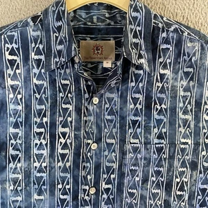Vintage The Territory Ahead Shirt Mens Medium Blue Tribal Hawaiian Aztec Button - Picture 1 of 8