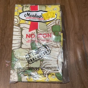 Vintage Meadowbrook Pillow Cases Factory Sealed Brown Green Yellow Girls - Picture 1 of 6