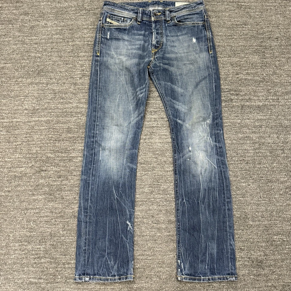 Jeans Diesel Hombres 28X30 (30X29) Azul Viker Western Rodeo Envejecido Italia Botón Foto 1 de 4
