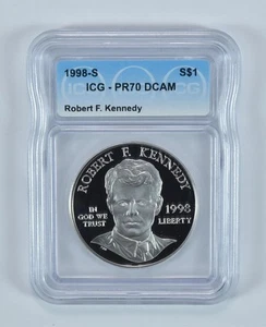 1998-S Robert F Kennedy Commemorative Silver Dollar PR70 DCAM ICG *5977 - Picture 1 of 5