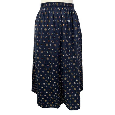 Falda midi náutica Preston & York azul marino talla M bolsillos Foto 1 de 4