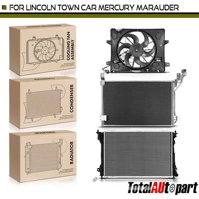 Radiator & AC Condenser & Cooling Fan Kit for Lincoln Town Car Mercury	Marauder - Изображение 1 из 4