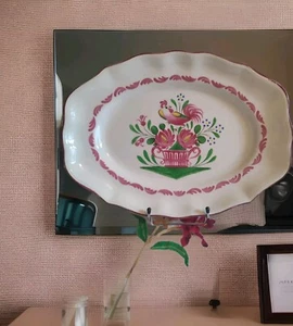 Plato Ovalado De Loza De St Clément Modelo Chanteclerc Con Gallo Canasta Floral - Imagen 1 de 12