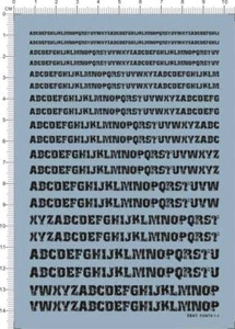 Adesivo acqua lettera maiuscola nero 2-8 mm altezza battaglia militare danneggiato FONTS 1-1 - Foto 1 di 1