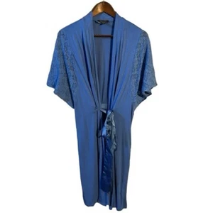 Blue Lightweight Short Robe Size Large Short Sleeve Midnight By Carole Hockman - Picture 1 of 11
