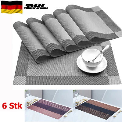 12er Set Tischsets PVC Platzdeckchen 6 Tischset 6 Untersetzer 45x30cm für Küche - Bild 1 von 4