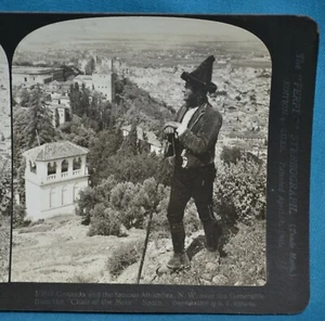 Stereoview Photo Spain Granada Alhambra Over The Generalife HC White - Foto 1 di 3