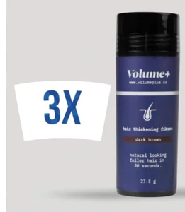 3x Haarverdichter Volume+ Streuhaar Schütthaar Haarausfall dunkelbraun - Bild 1 von 1