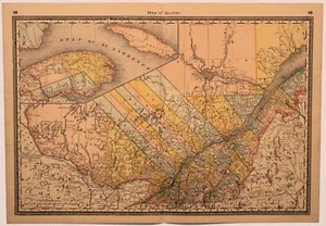 QUEBEC, CANADA Antique authentic map 1885 - Picture 1 of 1