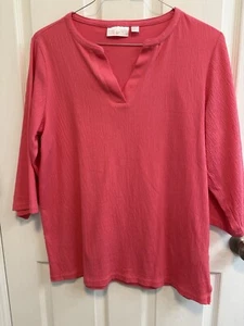 Túnica Med Belle By Kim Gravel A491038 Cuello en V Mangas 3/4 Rosa Coral Usada - Imagen 1 de 9