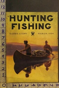 1934 CAMPING OUTDOOR LIFE KANU HUSKY HUND PADDEL SPORT VINTAGE KUNST COVER VJ97 - Bild 1 von 1