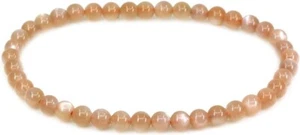 Natural Red Sunstone Bracelet, 4mm Natural Round Beads Gemstones Unisex, 7 Inch - Picture 1 of 1