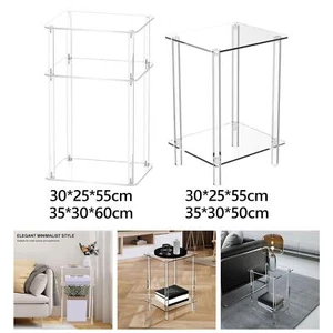 Acrylic Side Table Easy Assembly Clear NightStand for Living Room Kitchen - Picture 1 of 30