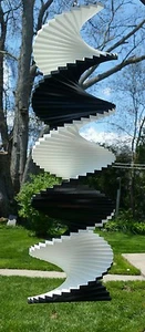24"wood wooden floating twister spinner porch yard spiral spin wheel black white - Picture 1 of 6