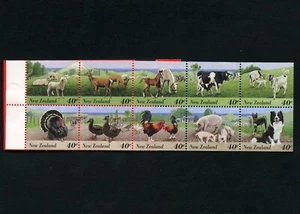 Book Of 10 New Zealand 40 Cent Stamps "Farm Animals" $4.00 FACE - Picture 1 of 3