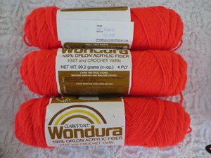 3 - 3-1/2 oz. Coats O.N.T. WONDURA 100% Orlon Acrylic #910 SCARLET 4-Ply YARN - Picture 1 of 4