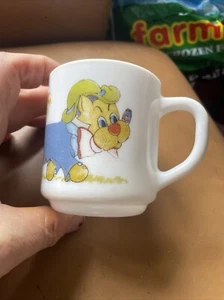 Mülleimer Vintage ARCOPAL FRANCE Milchglas WURST HUND DACKELBECHER - Bild 1 von 8