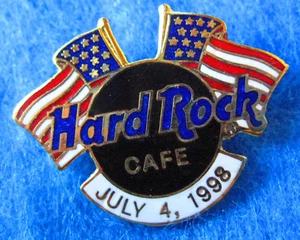 PROTOTYPE ONLINE 1998 4th JULY TWIN AMERICAN FLAGS BLUE LOGO Hard Rock Cafe PIN - Picture 1 of 1