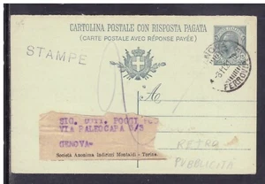Cartolina Postale 1919 15 + 15 c DOMANDA MIL 19 Pubblicitaria LOEB Genova WD2823 - Picture 1 of 2