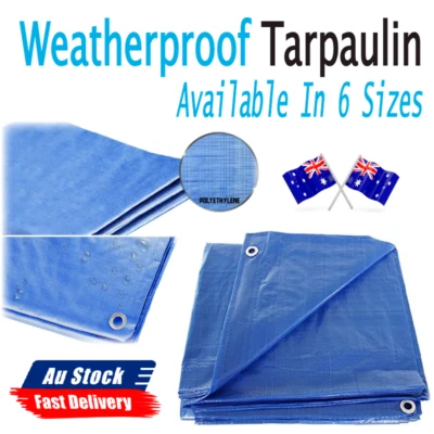 Blue Tarpaulin Tarp Canvas Waterprood Camping Poly Tarps Cover Sheet Truck UV PE - image 1 of 4
