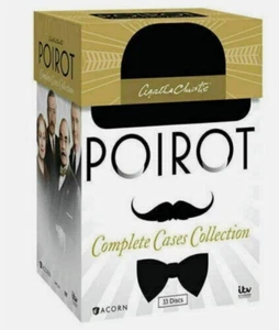 Agatha Christie's Poirot : Collection complète de étuis (DVD, 33 disques) NEUF - Photo 1/2