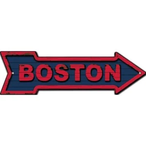 Boston Novelty Embossed Metal Arrow Sign  Directional 17" x 5" Wall Decor - Picture 1 of 1