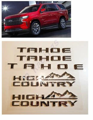 5PCS Chrome Tahoe High Country Emblem Badge Kit Fit For 2021+ Chevrolet Tahoe  - Image 1 of 4