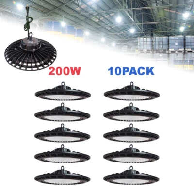10 Pack 200 Watt Round Led Shop Light Fixtures Commercial UFO Led High Bay Light - Image 1 of 4