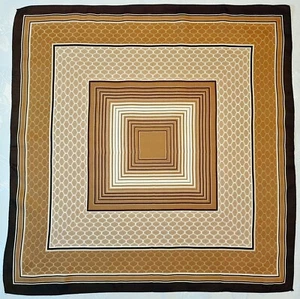 SCARF VINTAGE AUTHENTIC GEOMETRIC ART MESH BROWN 27" SQUARE - Picture 1 of 3