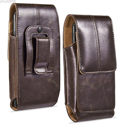 Cell Phone Holster Pouch Leather Wallet Case Belt Clip Vertical Carrying Cover - Image 1 of 4