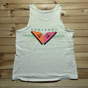 Vintage 80s Bugle Boy Surfing Surf Waves Neon Art Tank Top Shirt - S/M - Picture 1 of 8