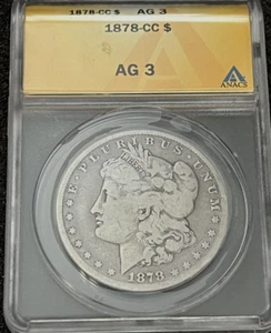 1878 CC Morgan Silver Dollar ANACS AG 3 - Picture 1 of 5