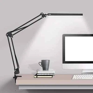 LED Desk Lamp Eye-Caring Adjustable Swing Arm Table Light with Clamp night light - Picture 1 of 22
