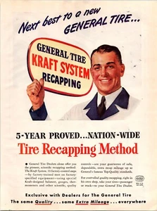 VINTAGE 1944 GENERAL TIRE RECAPPING METHOD PRINT AD - Picture 1 of 1