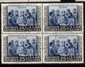 1952 República Italiana Mártires De Belfiore Cuartina Usada - Imagen 1 de 1